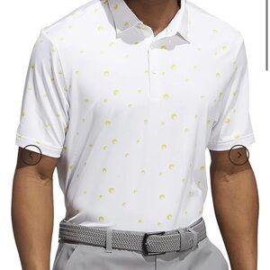 Adidas Men's White with Yellow Golf Balls Polo Shirt Size 2XL